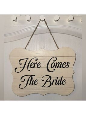 Wooden Here Comes the Bride Sign